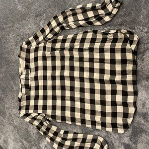 Black & White Check Blouse w/Buttons Down the Back